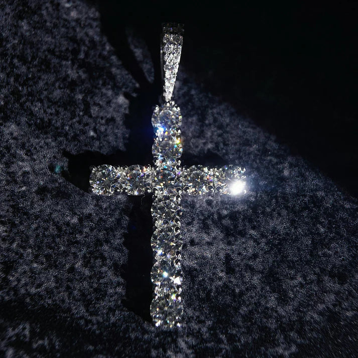 925 Silver Moissanite Cross Neck Pendant (NPAB)