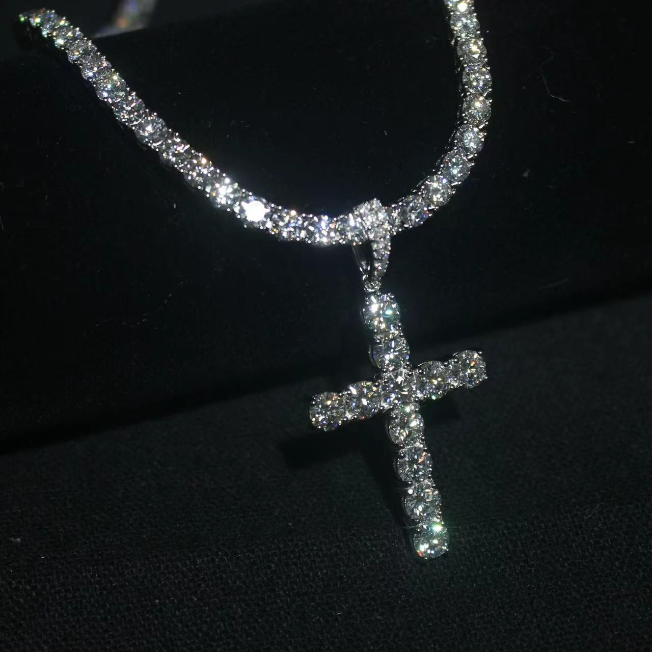 925 Silver Moissanite Cross Neck Pendant (NPAB)