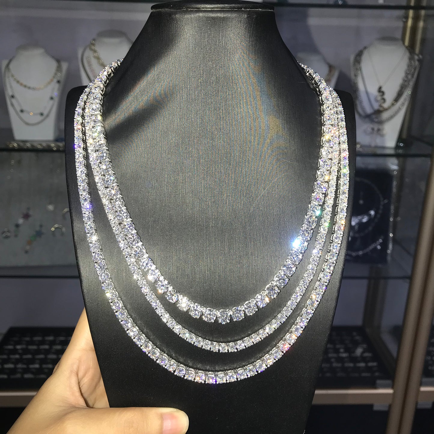 925 Silver VVS Moissanite 3mm 4mm 5mm 6mm Necklace Tennis Chain (TCAA)