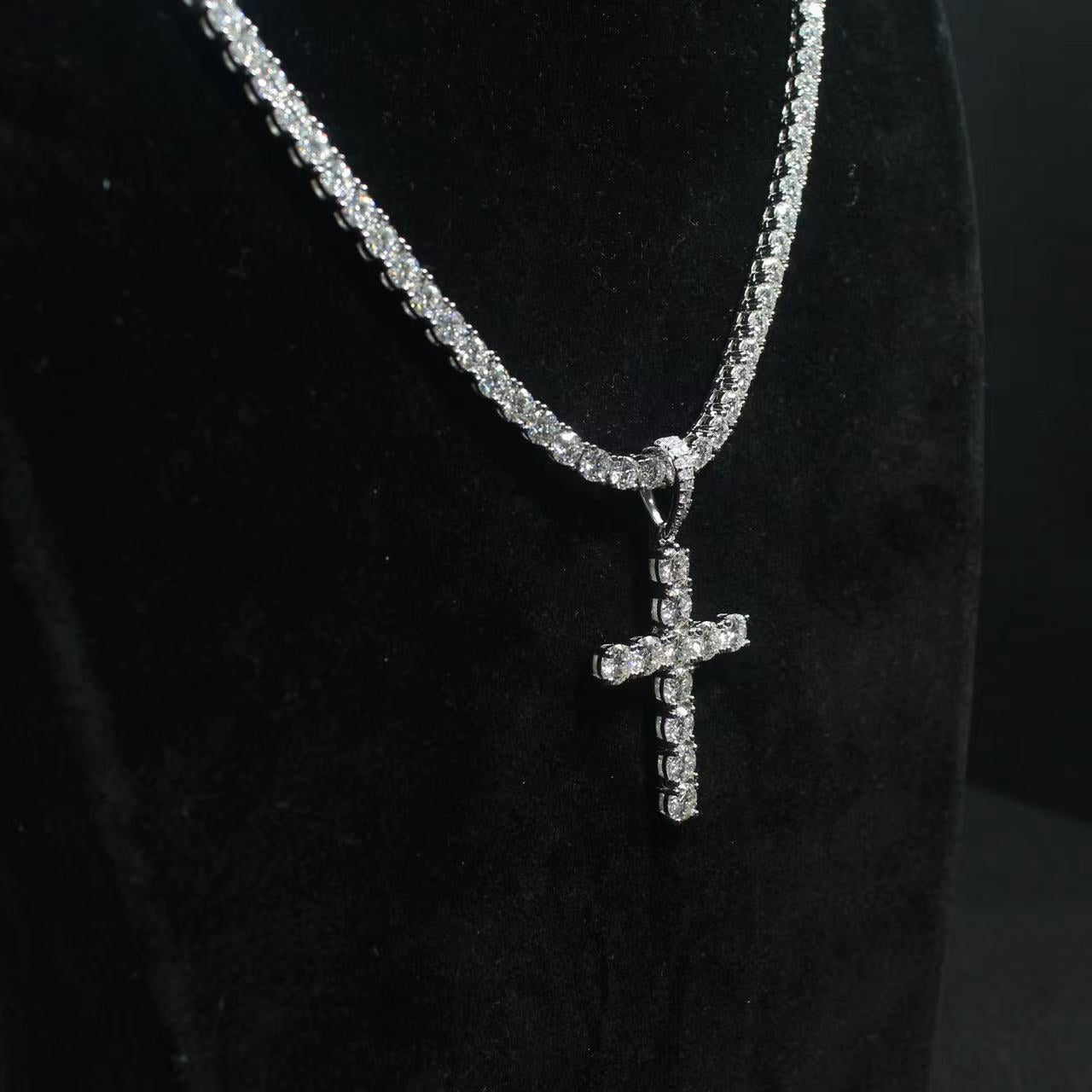 925 Silver Moissanite Cross Neck Pendant (NPAB)