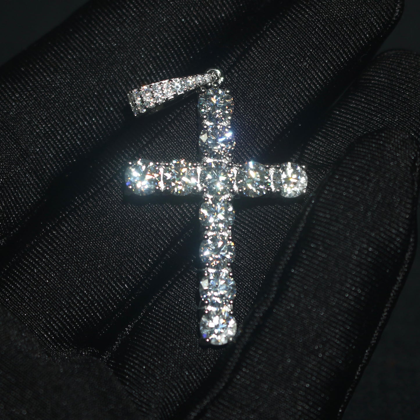 925 Silver Moissanite Cross Neck Pendant (NPAB)