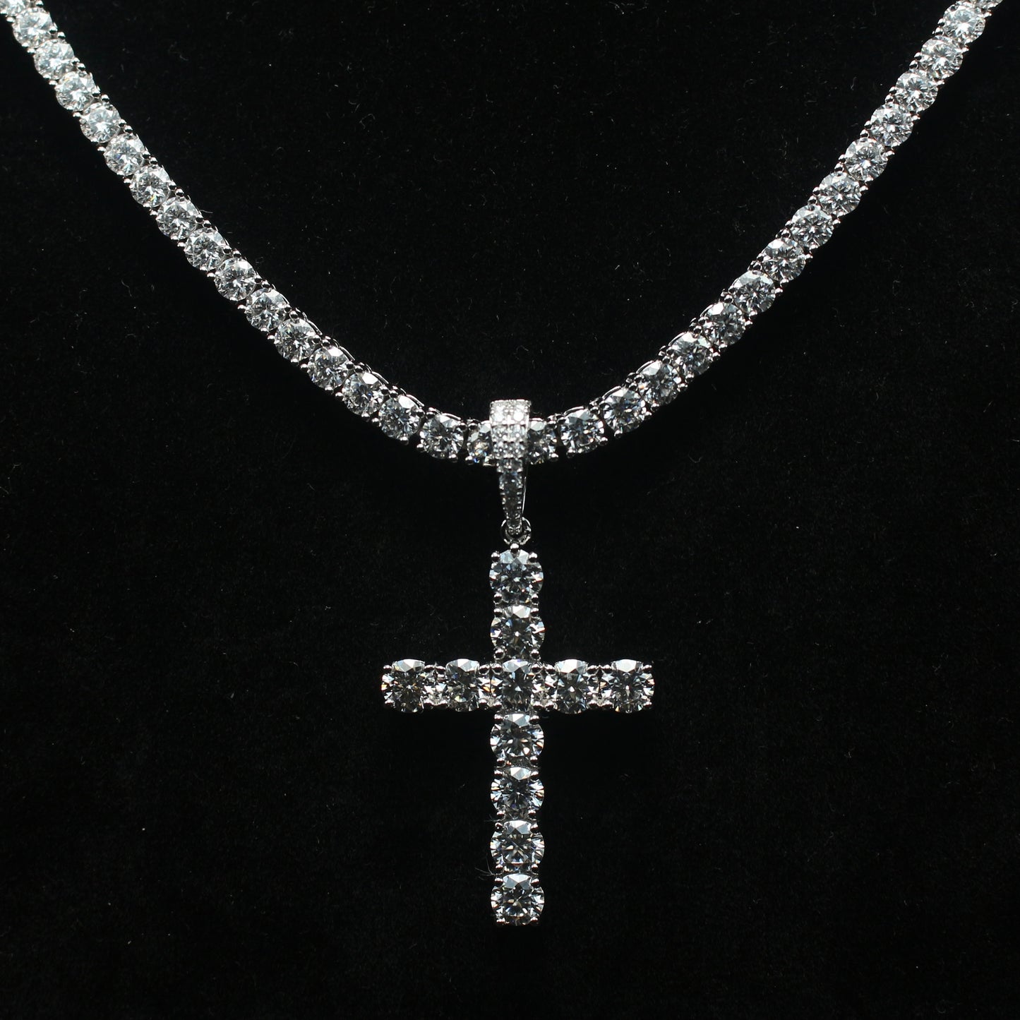 Combo Set of 4mm Tennis Chain and Cross Pendant