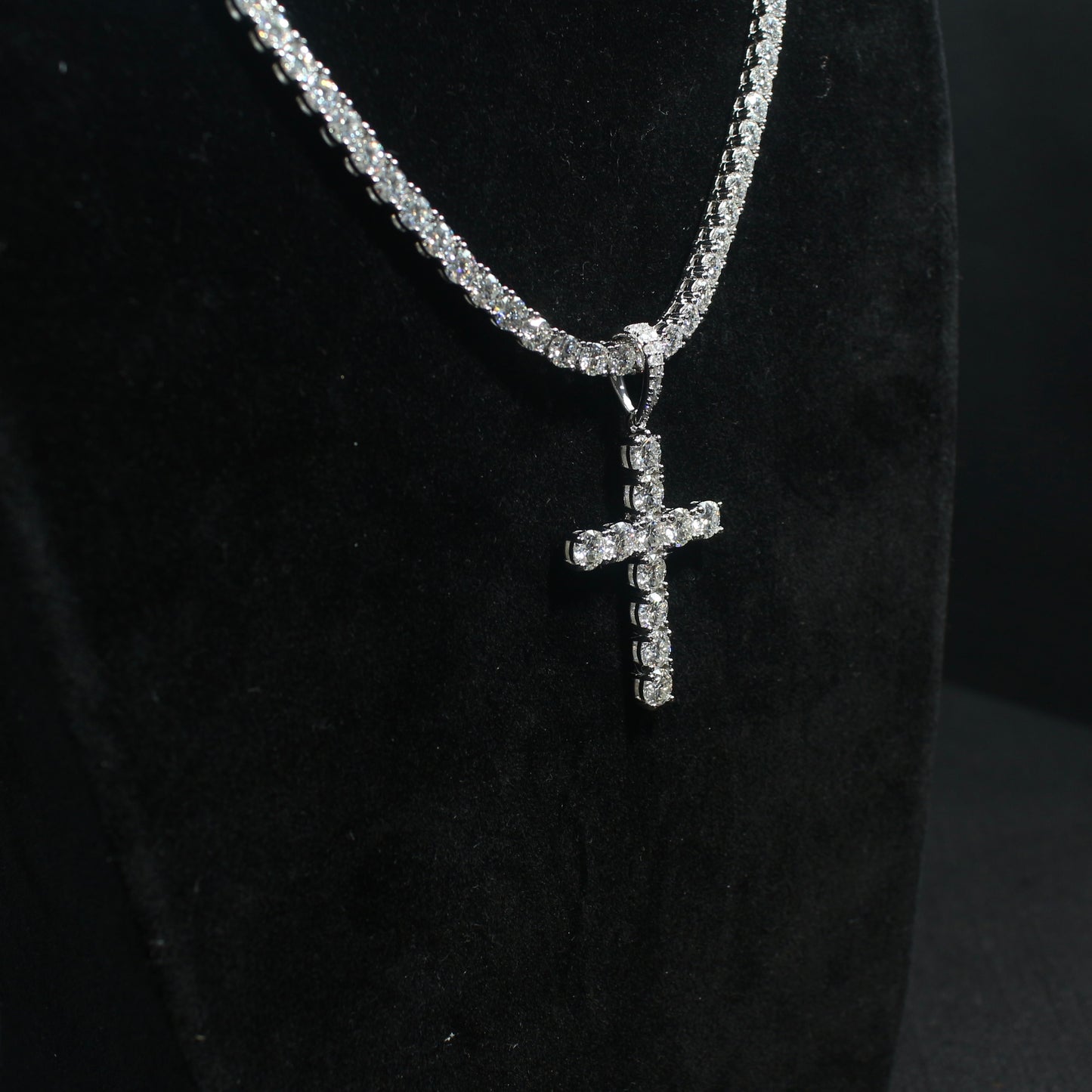 Combo Set of 4mm Tennis Chain and Cross Pendant