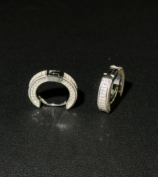 925 Sterling Silver VVS Moissanite White Gold & Yellow Gold Ear Ring (ERAB)